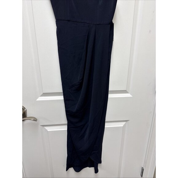 New Shona Joy Size US 4 Tulip Hem Midi Cocktail Slip Dress Sleeveless Navy Blue - Picture 5 of 11